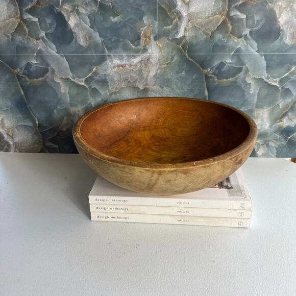 Antique Solid Wood Dough Bowl Smooth Finish 12” Primitive Rustic Cottage - Picture 2 of 8